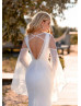 Deep V Neck Ivory Lace Tulle Stunning Wedding Dress With Detachable Sleeves